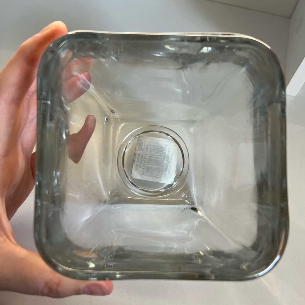 New Libbey Clear Glass Tapered Curved Votive Square Vase Decoration - Picture 5 of 6